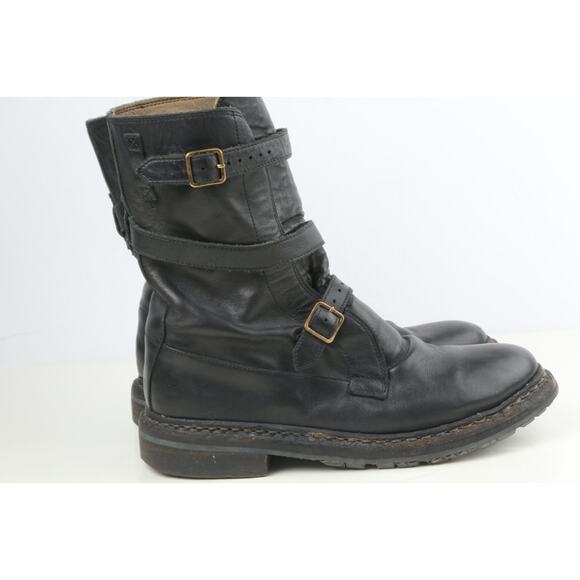 BURBERRY Woman's Boots Black Leather Blanchard Ankle Straps Moto Biker Size 36 - Picture 4 of 16